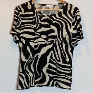 NWOT St John Sport Zebra Print Rhinestone‎ Embellished Super Soft Blouse